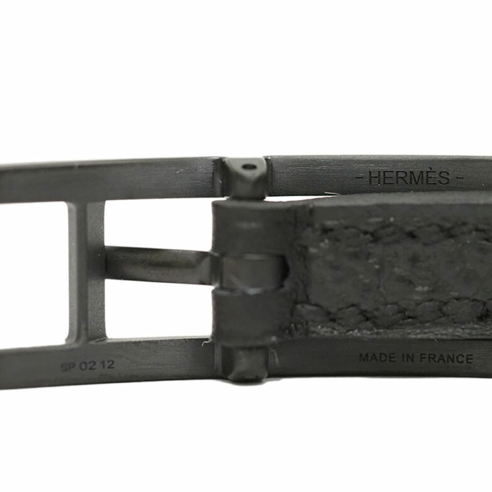 HERMES Leather Bracelet Biapi Double Tour Black So H010700CHAA Size T5 Men's - Picture 7 of 9